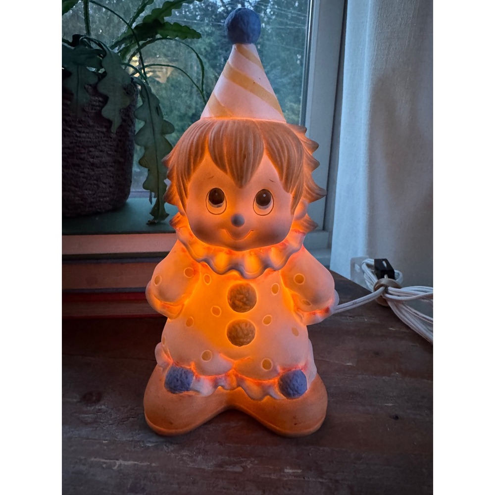 Vintage Lefton China Ceramic Clown Night Light Hand Painted 07225 Nursery Decor